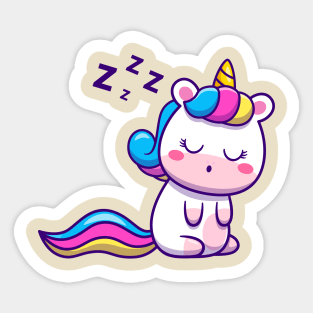 Cute Unicorn Sleeping Cartoon Sticker